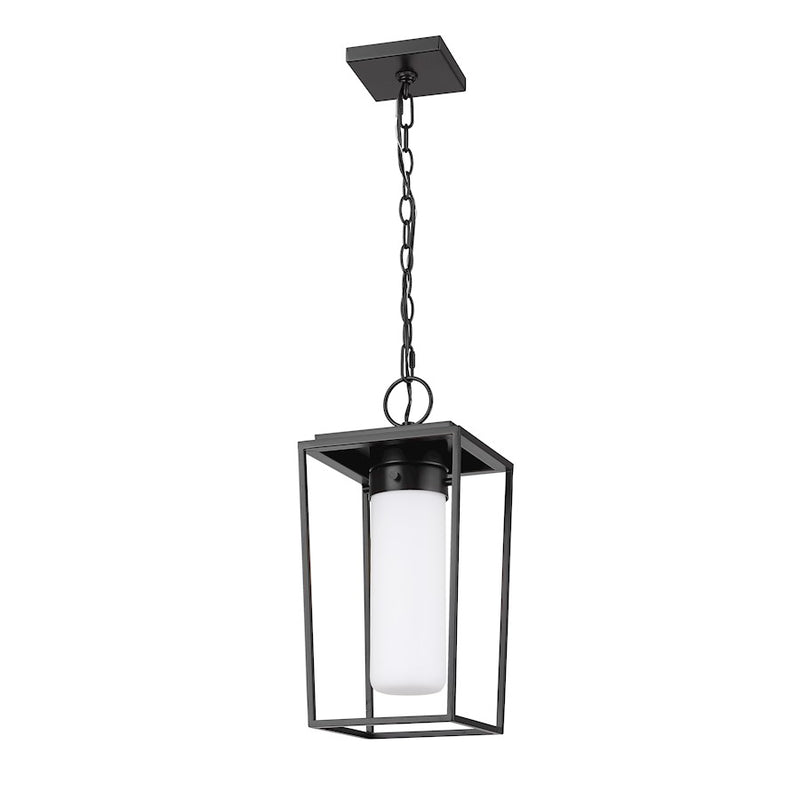 Z-Lite Sheridan 1 Light 17" Outdoor Ceiling Mount, Black/White Opal