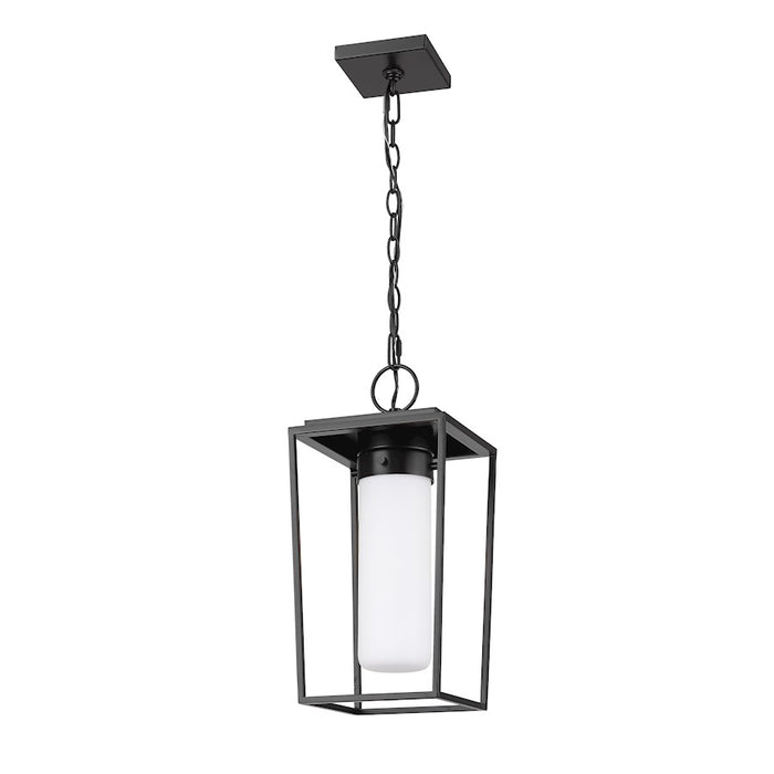 Z-Lite Sheridan 1 Light 17" Outdoor Ceiling Mount, Black/White Opal