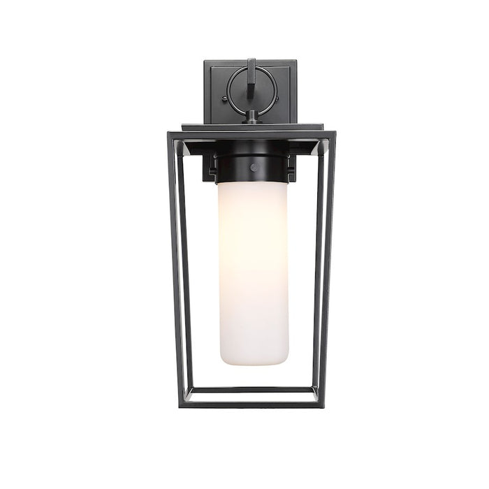 Z-Lite Sheridan 1 Light 18" Outdoor Wall Sconce, Black/White Opal