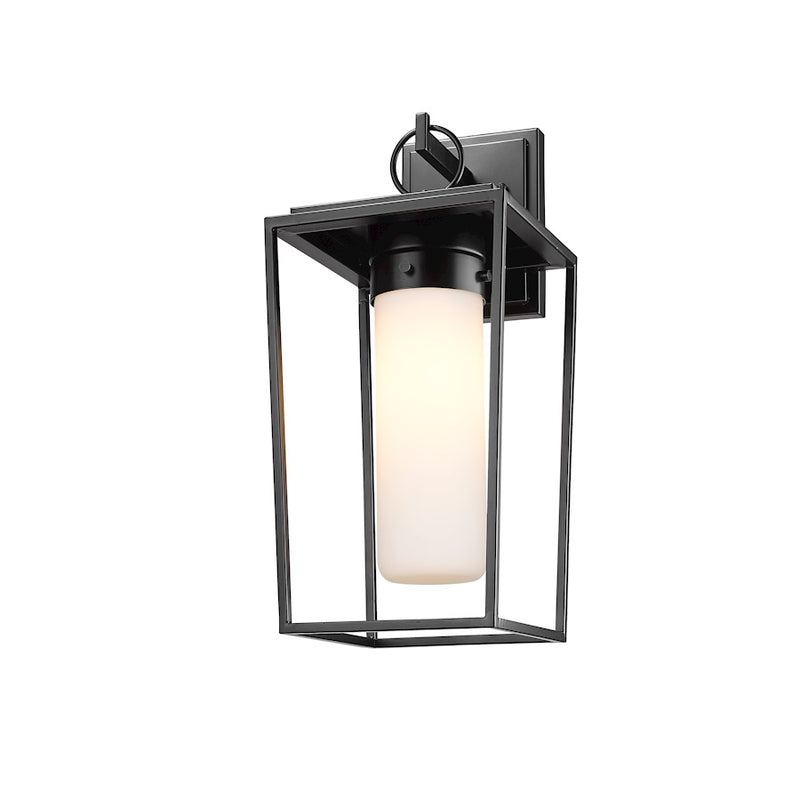 Z-Lite Sheridan 1 Light 18" Outdoor Wall Sconce, Black/White Opal