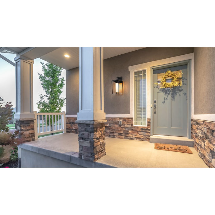 Z-Lite Sheridan 1 Light 18" Outdoor Wall Sconce, Black/White Opal