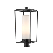 Z-Lite Sheridan 1 Light 22" Outdoor Post Mount/Round, Black/White - 595PHBR-BK