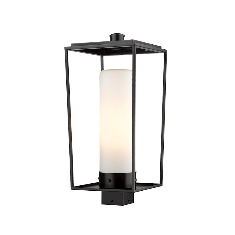 Z-Lite Sheridan 1 Light 22" Outdoor Post Mount/Square, Black/White - 595PHBS-BK