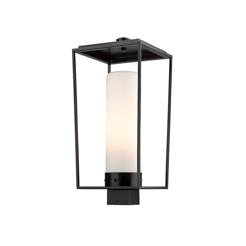 Z-Lite Sheridan 1 Light 22" Outdoor Post Mount/Square, Black/White