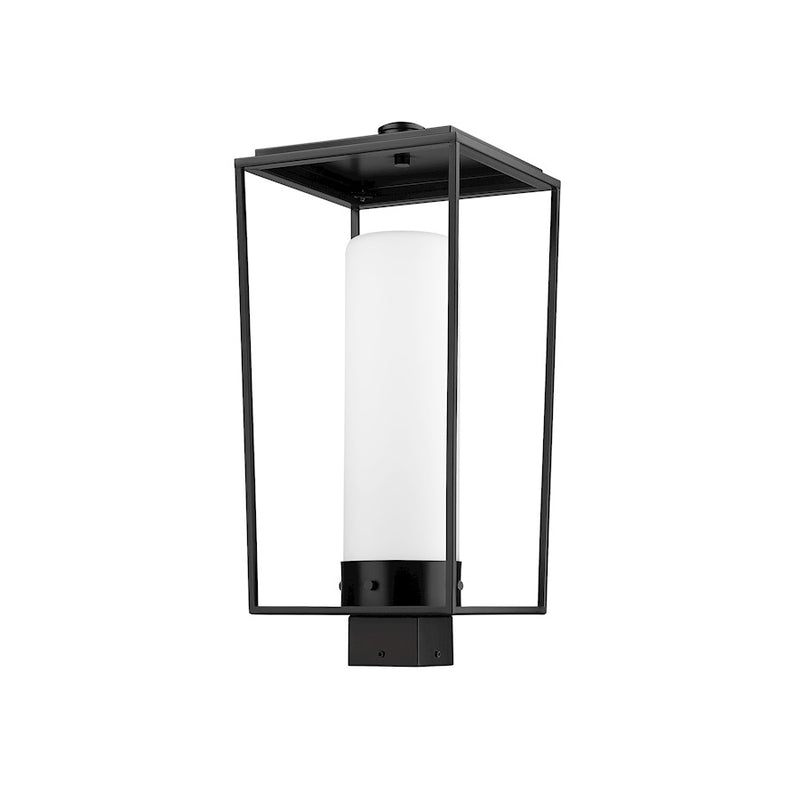 Z-Lite Sheridan 1 Light 22" Outdoor Post Mount/Square, Black/White