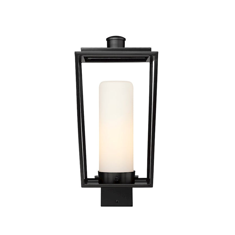 Z-Lite Sheridan 1 Light 17" Outdoor Post Mount/Square, Black/White