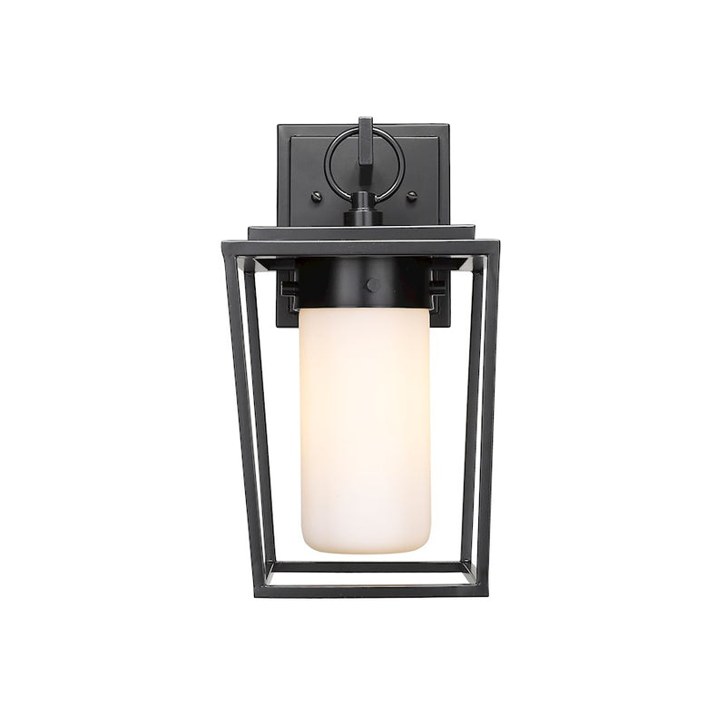 Z-Lite Sheridan 1 Light 13" Outdoor Wall Sconce, Black/White Opal