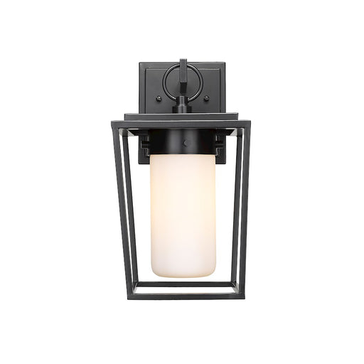 Z-Lite Sheridan 1 Light 13" Outdoor Wall Sconce, Black/White Opal