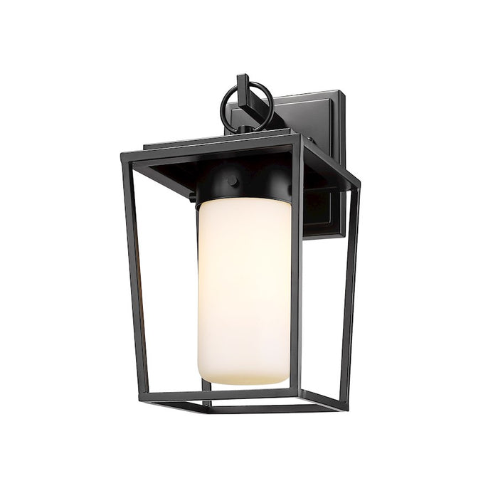 Z-Lite Sheridan 1 Light 13" Outdoor Wall Sconce, Black/White Opal