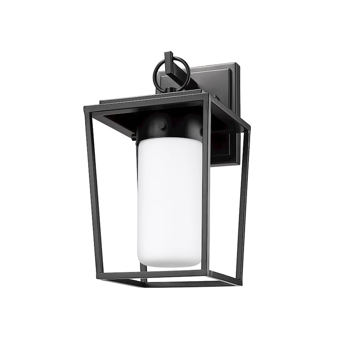 Z-Lite Sheridan 1 Light 13" Outdoor Wall Sconce, Black/White Opal