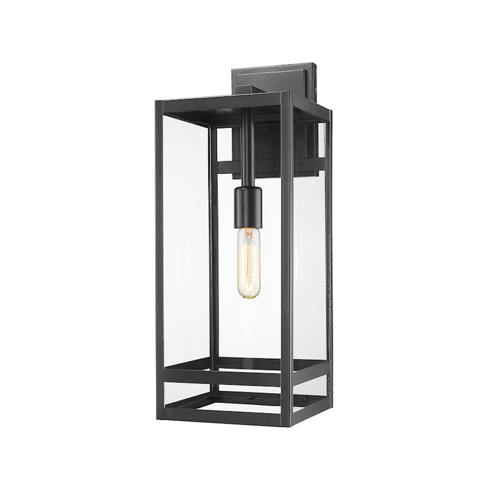 Z-Lite Nuri 1 Light 21" Outdoor Wall Sconce in Black/Clear