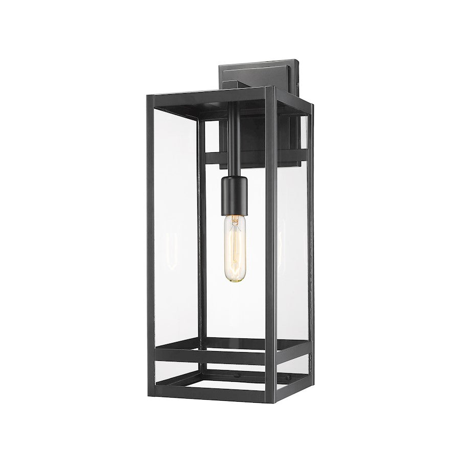 Z-Lite Nuri 1 Light 21" Outdoor Wall Sconce in Black/Clear