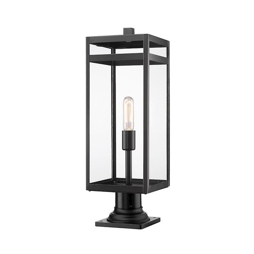 Z-Lite Nuri 1 Light 23.50" Outdoor Pier Mount/SQ, Black/Clear