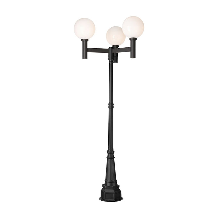 Z-Lite Laurent 3 Light 39" Outdoor Post Mount, Black/Opal - 597BP3-564P-BK