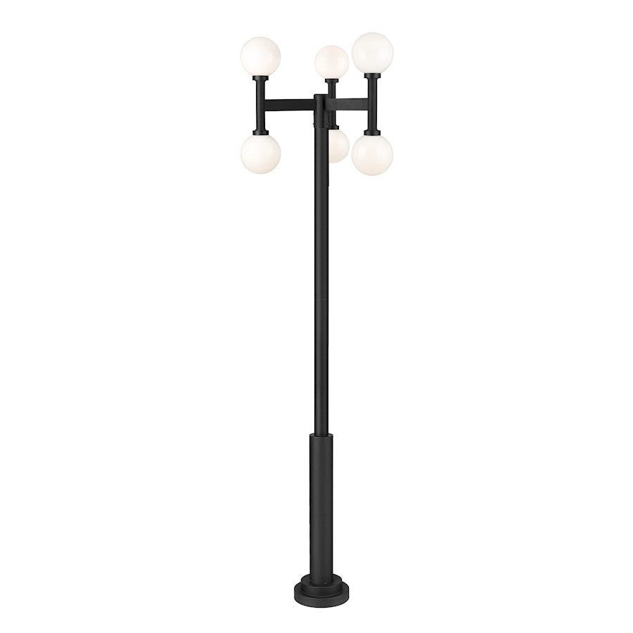 Z-Lite Laurent 6 Light 30" Outdoor Post Mount, Black/Opal - 597MP6-5010P-BK