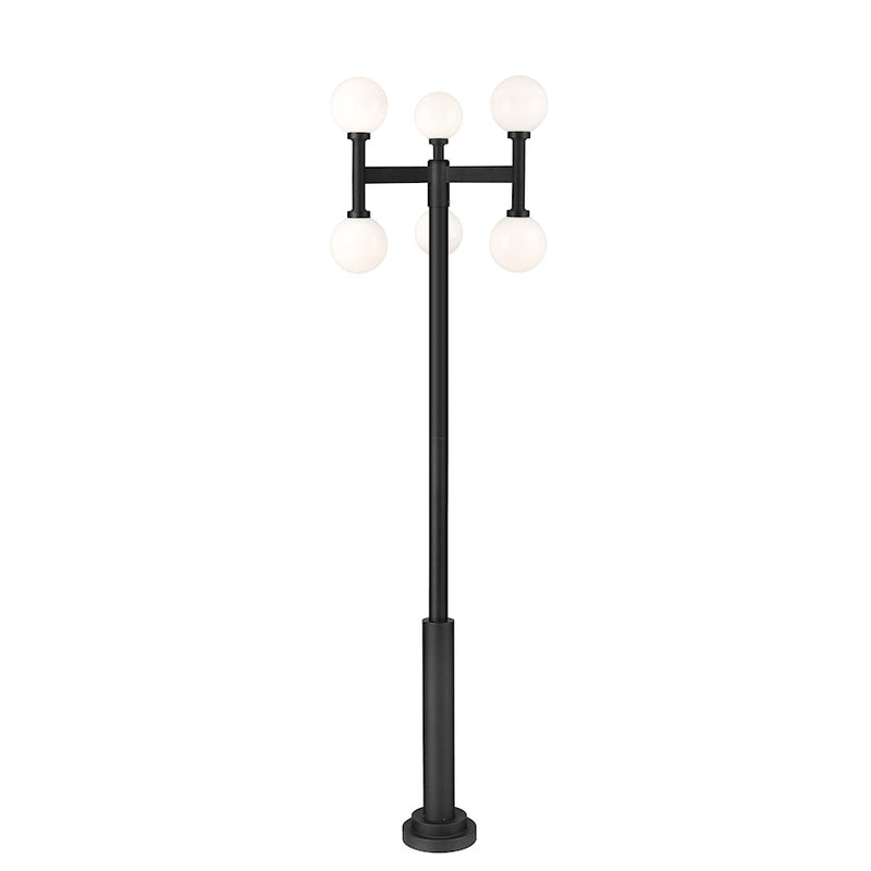 Z-Lite Laurent 6 Light 30" Outdoor Post Mount, Black/Opal