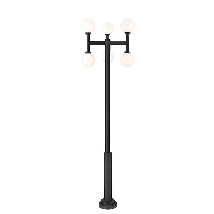 Z-Lite Laurent 6 Light 30" Outdoor Post Mount, Black/Opal