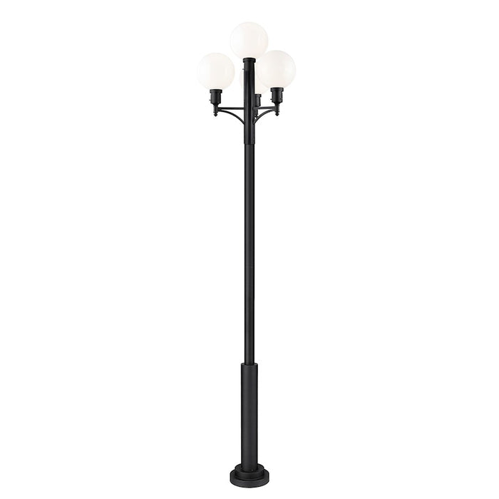 Z-Lite Laurent 4 Light 34.5" Outdoor Post Mount, Black/Opal - 597PHB-4-5010P-BK