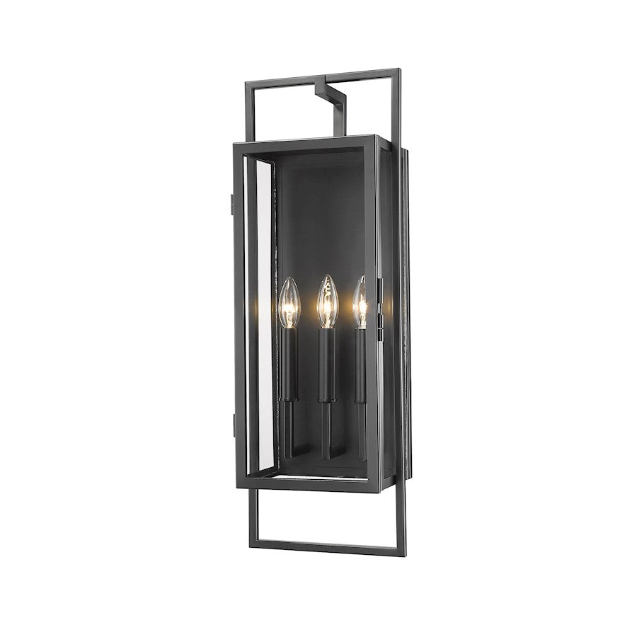 Z-Lite Lucian 3 Light Outdoor Wall Sconce in Black/Clear