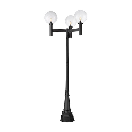 Z-Lite Laurent 3Lt 39" Outdoor Post Mount, Black/Clear Seedy - 599BP3-564P-BK