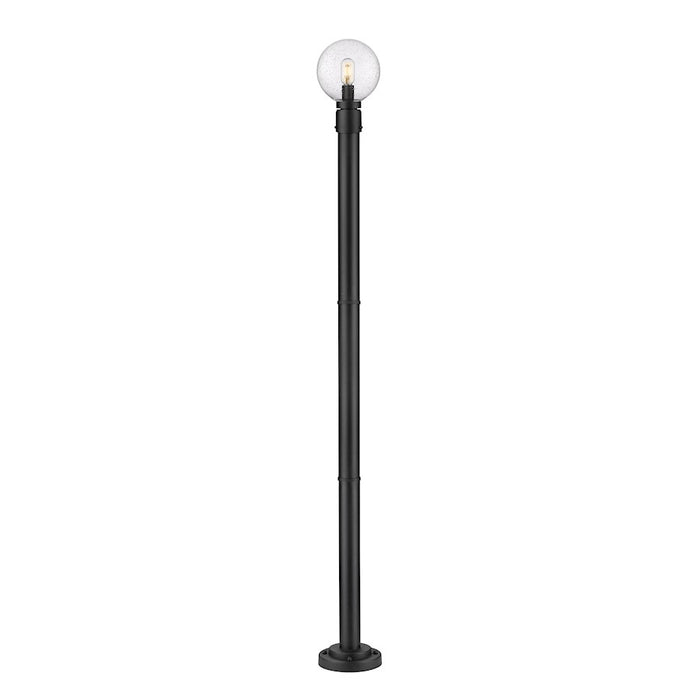 Z-Lite Laurent 1 Light 9" Outdoor Post Mount, Black/Clear Seedy - 599PHM-567P-BK