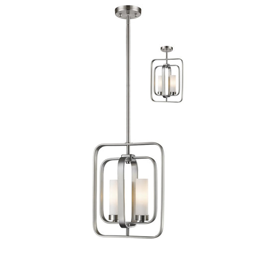 Z-Lite Aideen 2 Light Mini Pendant, Brushed Nickel, Matte Opal - 6000MP-BN
