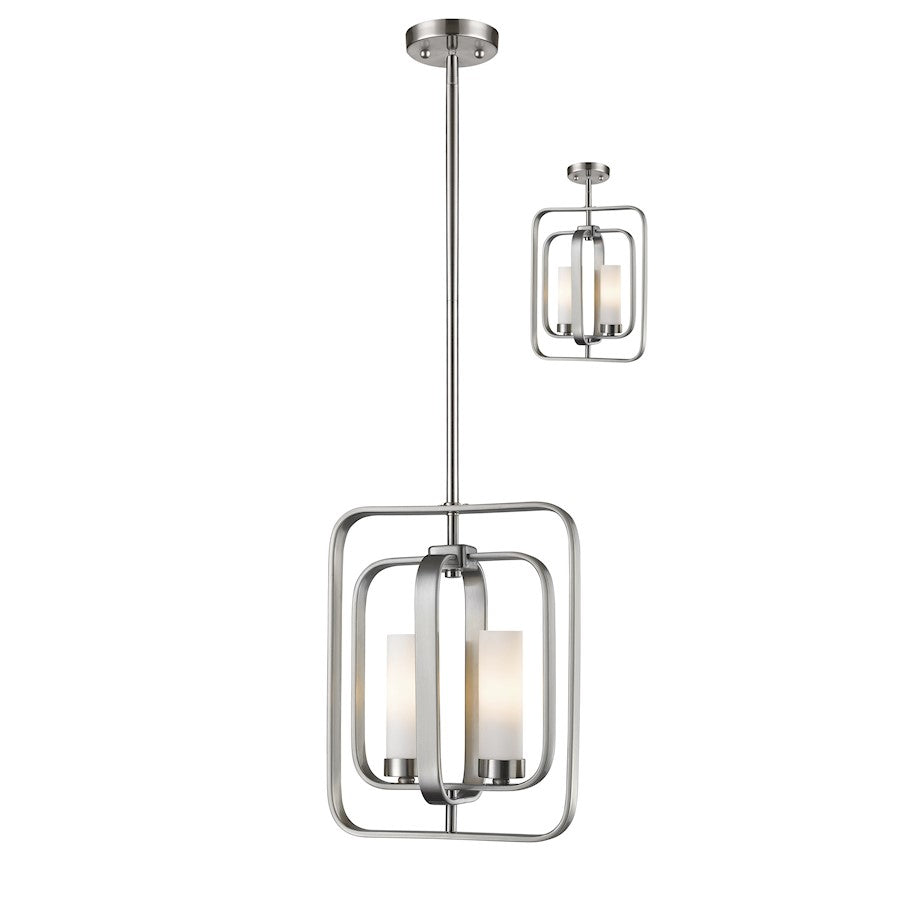 Z-Lite Aideen 2 Light Mini Pendant, Brushed Nickel, Matte Opal - 6000MP-BN