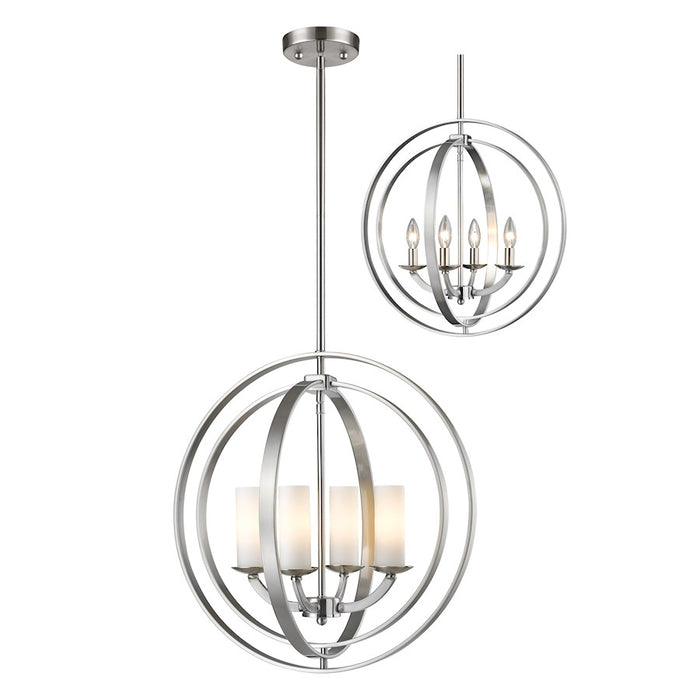 Z-Lite Ashling 4 Light Pendant, 17.25x19.88x20.63", Nickel, Opal - 6002-4S-BN