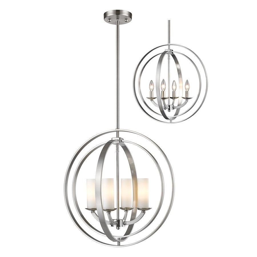 Z-Lite Ashling 4 Light Pendant, 17.25x19.88x20.63", Nickel, Opal - 6002-4S-BN