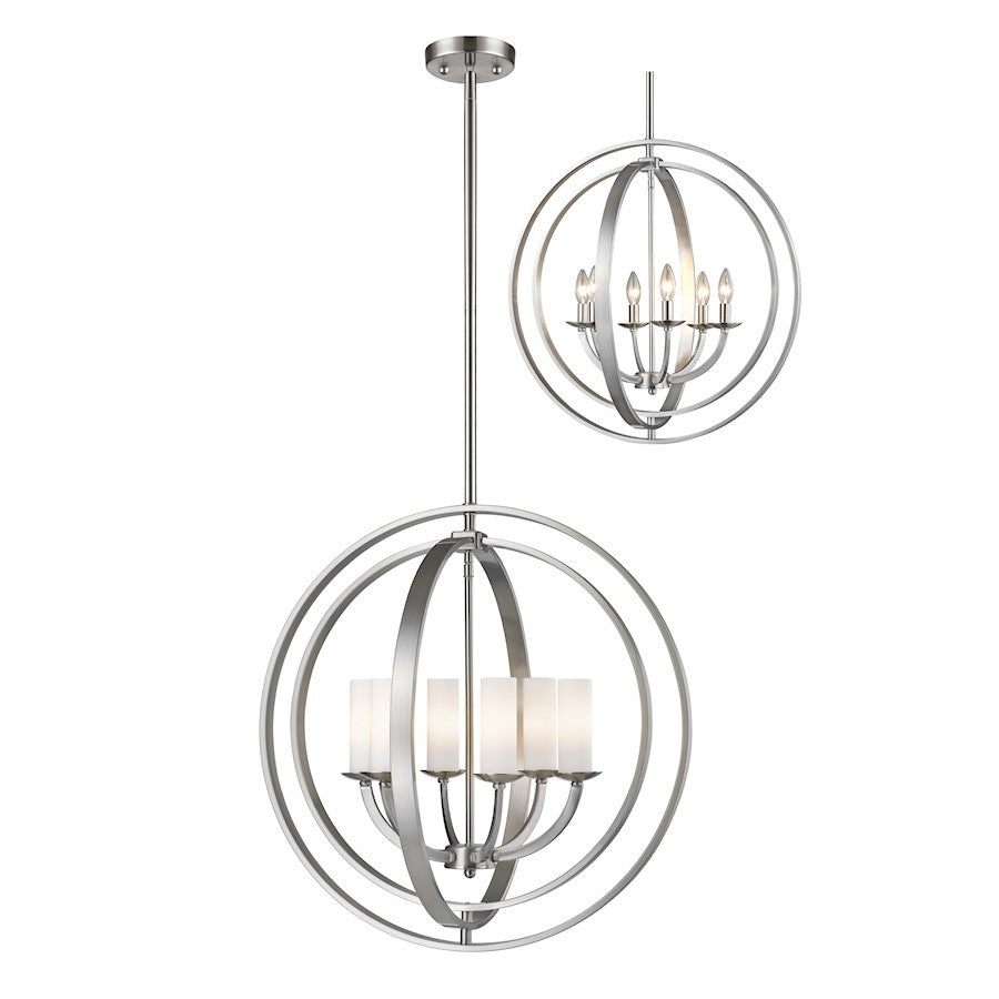 Z-Lite Ashling 6 Light Pendant, Brushed Nickel, Matte Opal - 6002-6L-BN