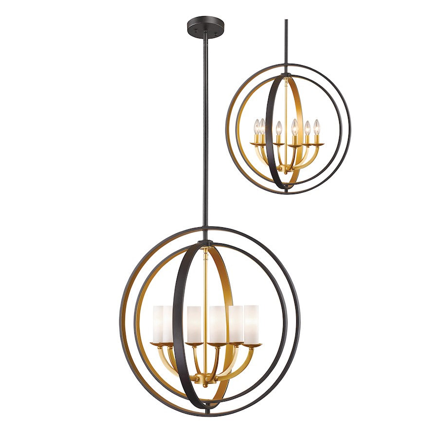 Z-Lite Ashling 6 Light Pendant, Bronze Gold, Matte Opal - 6002-6L-BZGD