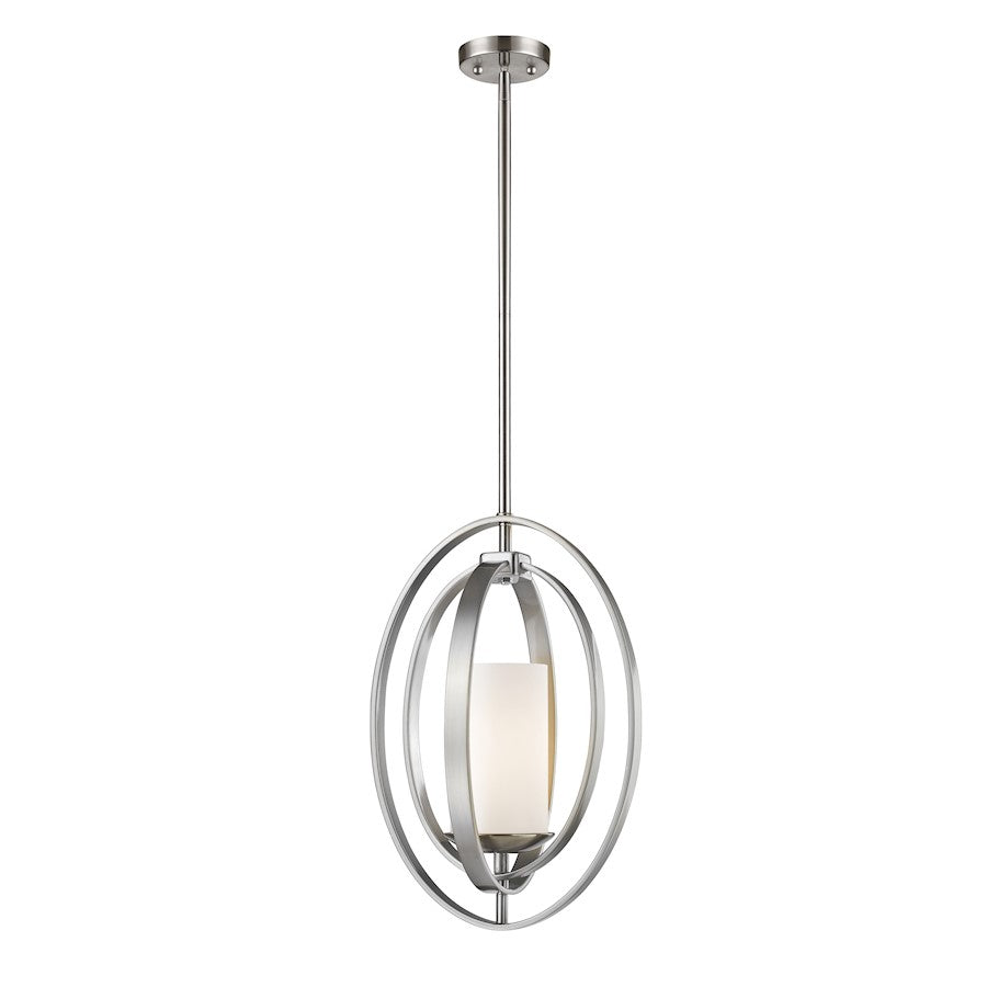 Z-Lite Ashling 1 Light Mini Pendant, 9x11.38x17.5", Nickel, Opal - 6004MP-BN