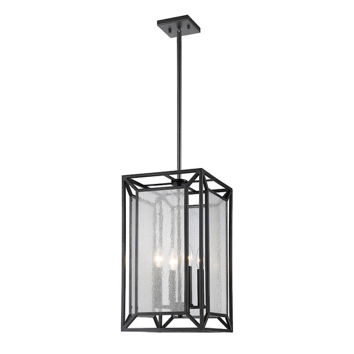 Z-Lite Braum 4 Light Pendant, 10.6x10.6x19.5", Bronze, Clear Seedy - 6005-4BRZ