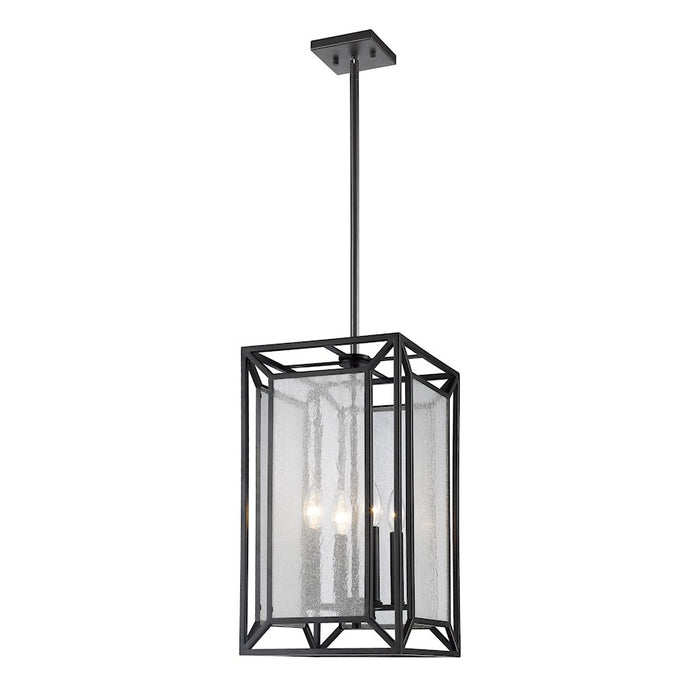 Z-Lite Braum 4 Light Pendant, 10.6x10.6x19.5", Bronze, Clear Seedy - 6005-4BRZ