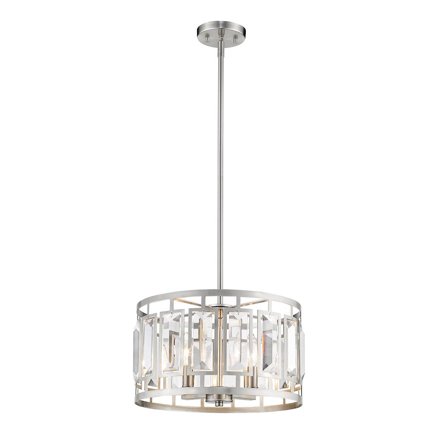 Z-Lite Mersesse 4 Light Pendant in Brushed Nickel - 6007-15BN