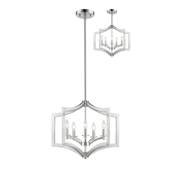 Z-Lite Zander 5 Light Pendant, Brushed Nickel - 6008-5BN