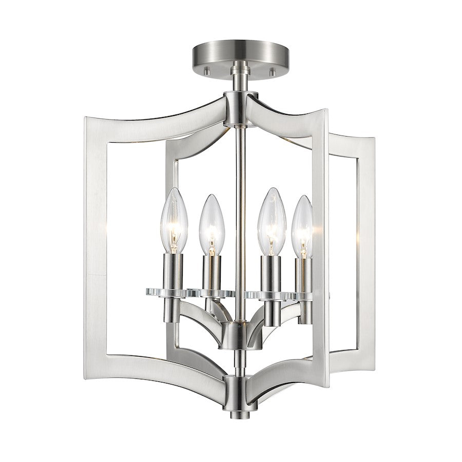 Z-Lite Zander 4 Light Semi-Flush Mount, Brushed Nickel - 6008SFC-BN