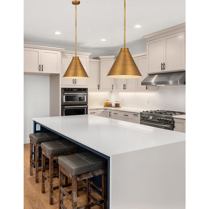 Z-Lite Eaton 1 Light 18" Pendant, Rubbed Brass