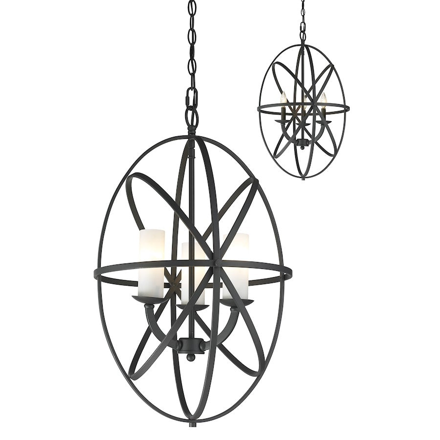 Z-Lite Aranya 3 Light Pendant, Bronze, Matte Opal - 6027-3S-BRZ