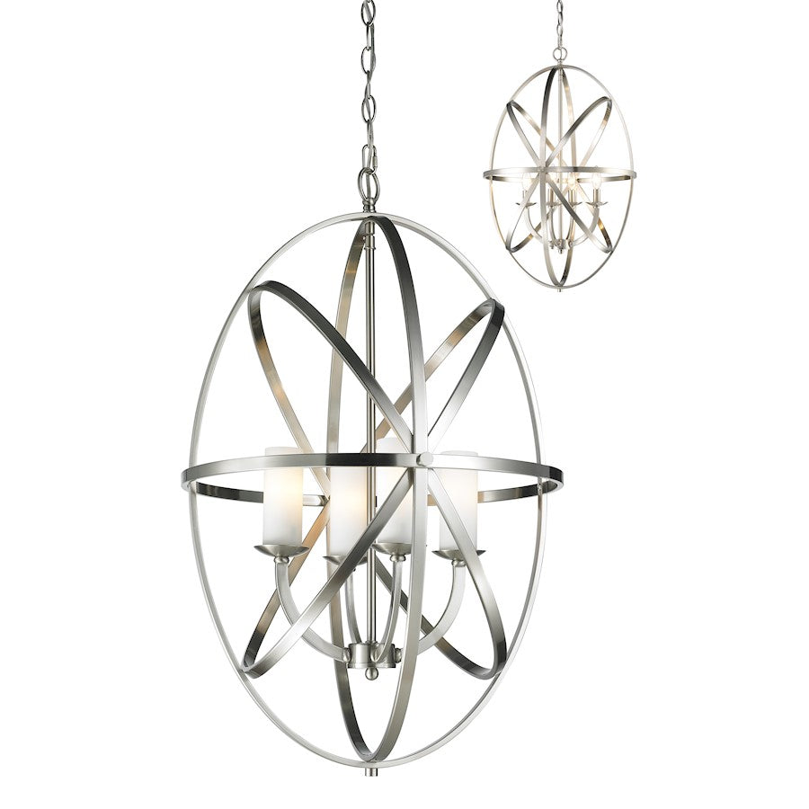 Z-Lite Aranya 4 Light Pendant, 19.69x19.69x30", Brushed Nickel, Opal - 6027-4L-BN