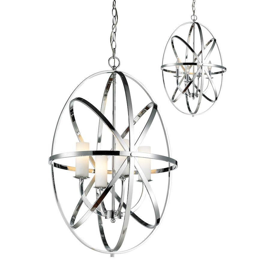 Z-Lite Aranya 4 Light Pendant, 19.69x19.69x30", Chrome, Matte Opal - 6027-4L-CH