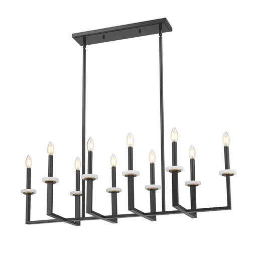 Z-Lite Gaultier 10Lt Linear Chandelier, Matte Black/Mordern Gold - 6100-10L-MB