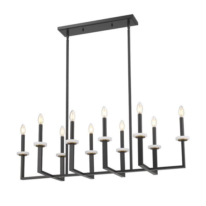 Z-Lite Gaultier 10Lt Linear Chandelier, Matte Black/Mordern Gold - 6100-10L-MB