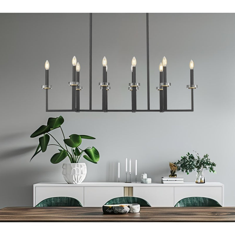Z-Lite Gaultier 10Lt Linear Chandelier, Matte Black/Mordern Gold