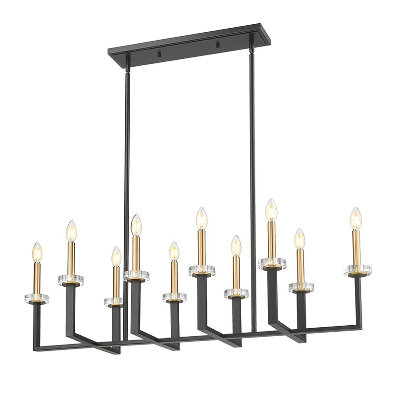 Z-Lite Gaultier 10Lt Linear Chandelier, Matte Black/Mordern Gold