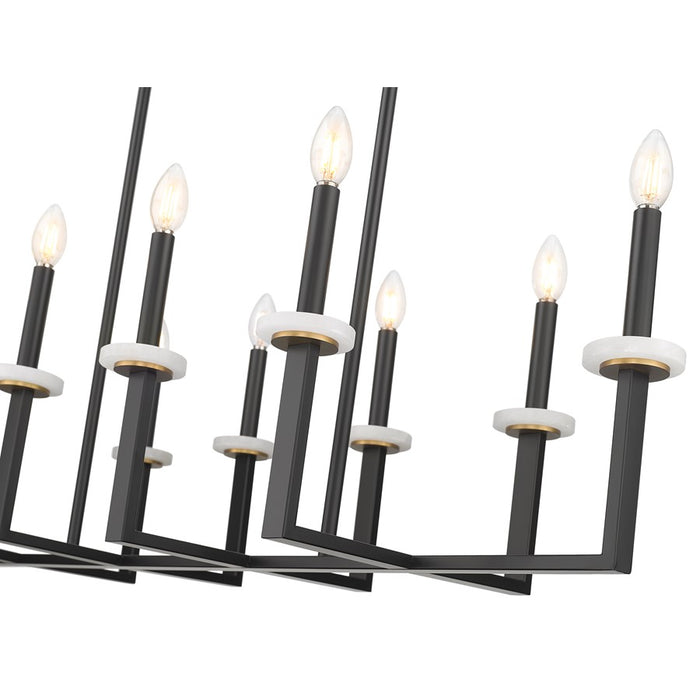 Z-Lite Gaultier 10Lt Linear Chandelier, Matte Black/Mordern Gold