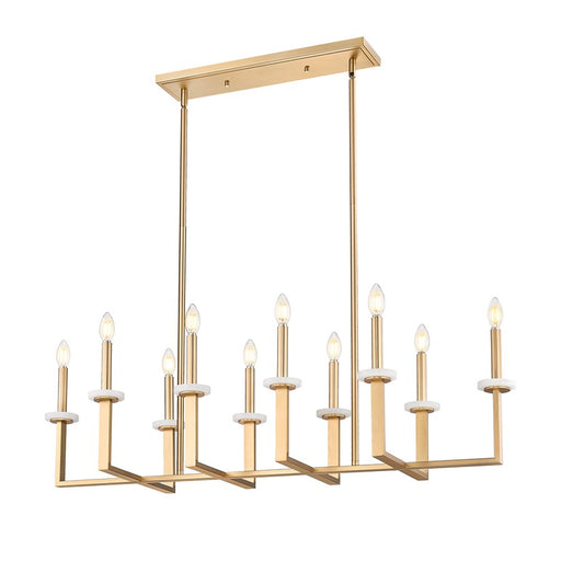Z-Lite Gaultier 10 Light Linear Chandelier, Mordern Gold - 6100-10L-MGLD