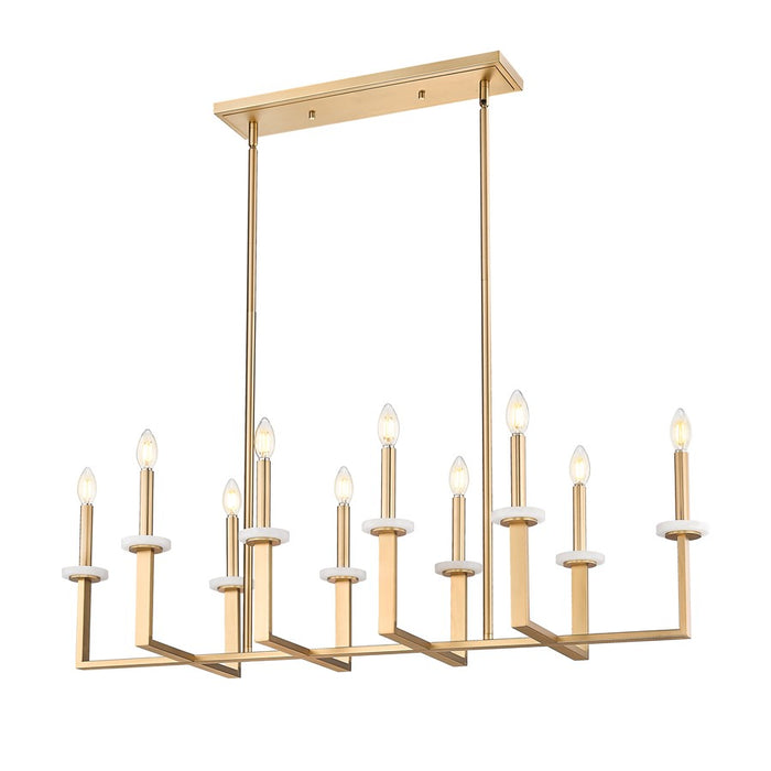 Z-Lite Gaultier 10 Light Linear Chandelier, Mordern Gold - 6100-10L-MGLD