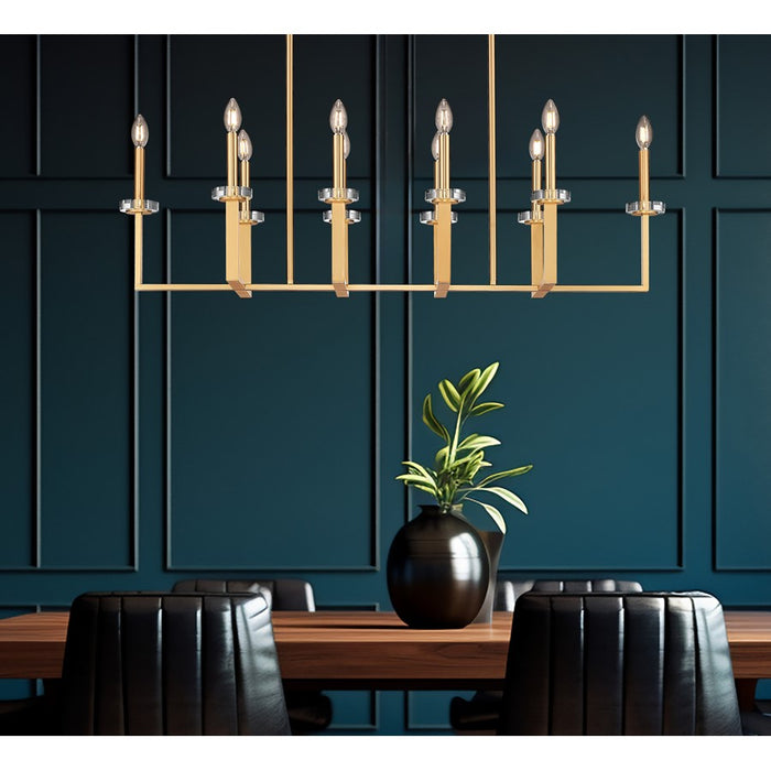 Z-Lite Gaultier 10 Light Linear Chandelier, Mordern Gold