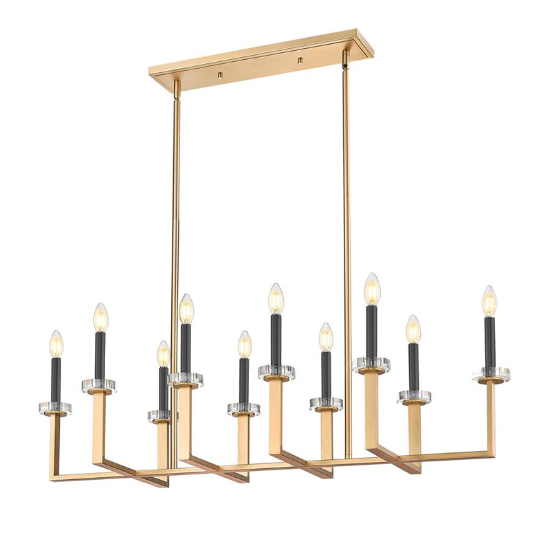 Z-Lite Gaultier 10 Light Linear Chandelier, Mordern Gold
